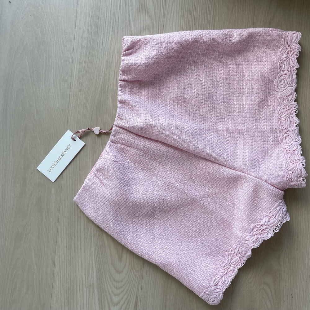Coralyn Tweed Lace Trimmed Shorts strawberry pink